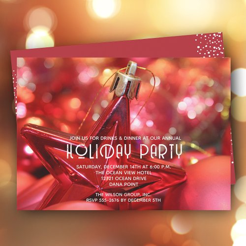 Red Ornament Holiday Party Invitation