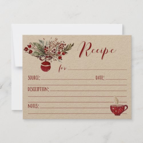 Red Ornament Holiday Recipe Invitation