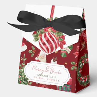 Red Ornament Merry & Bride Bridal Shower Favor Boxes
