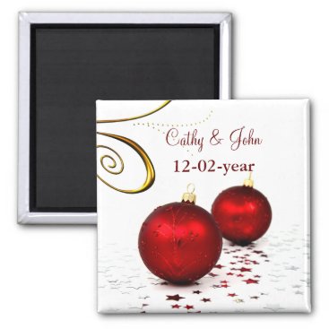 red ornament Save the date magnet