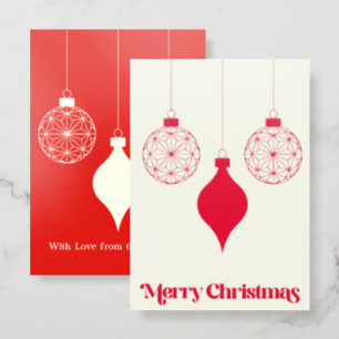 Red Ornament Silhouette on Cream  Letterpress Photo Cards