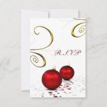 red ornament winter wedding rsvp standard 3.5 x 5