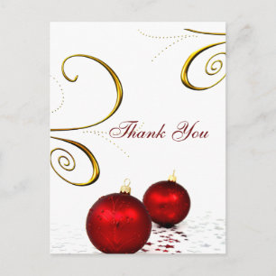 red ornament winter wedding Thank You cards