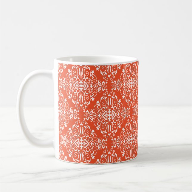 Red ornamental pattern seamless pattern coffee mug (Left)