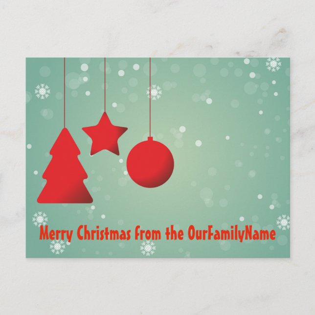 Red Ornaments Christmas Customize Postcard (Front)