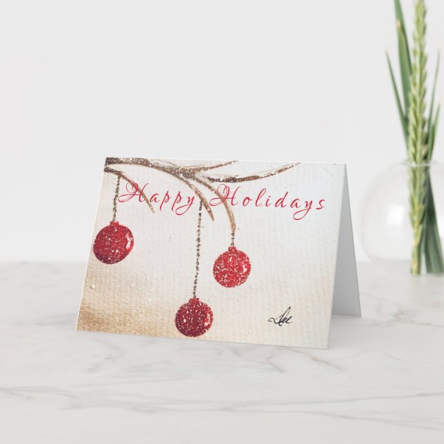 Red Ornaments Holiday Card (Front)