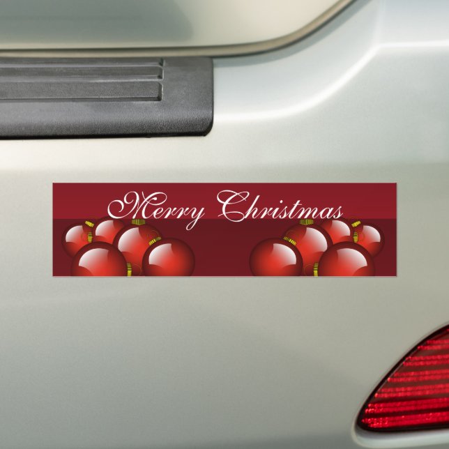 Red Ornaments Holiday Design Bumper Sticker (On Car)