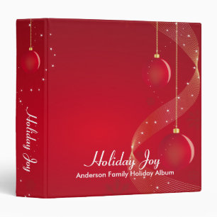 Red Ornaments Holiday Joy 3 Ring Binder