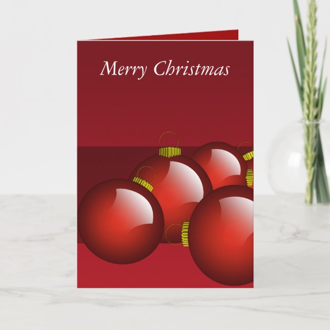 Red Ornaments Merry Christmas Card (Front)