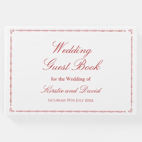 Red Ornate Borders Wedding Guest Book