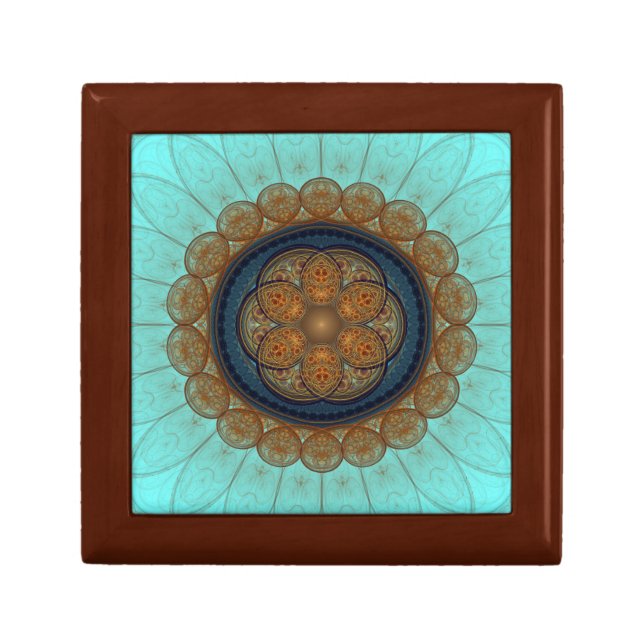 Red ornate floral fractal pattern gift box (Front)