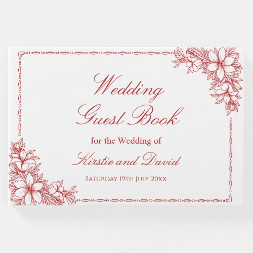 Red Ornate Floral  Guest Book