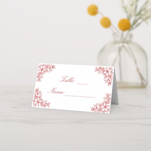Red Ornate Floral Wedding Venue Place Card