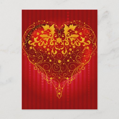 Red Ornate Heart Postcard