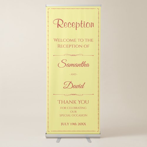 Red Ornate Wedding Reception Welcome Retractable Banner