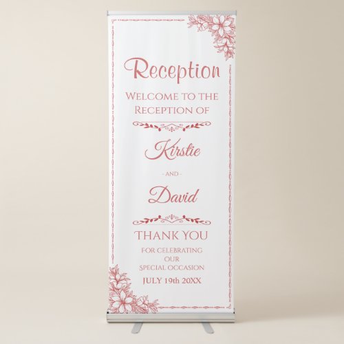 Red Ornate Wedding Reception Welcome Retractable Banner