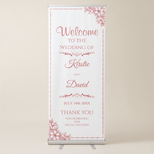 Red Ornate Wedding Welcome Retractable Banner