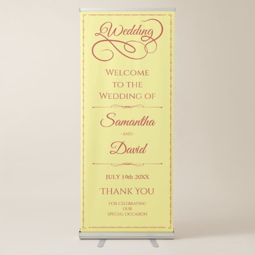 Red      Ornate Wedding Welcome Retractable Banner