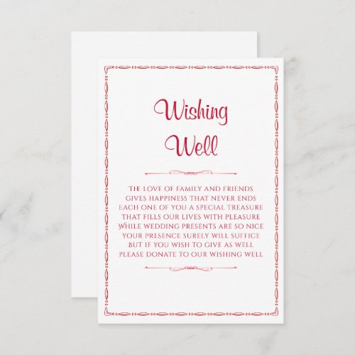 Red Ornate Wedding Wishing Well Enclosure Card