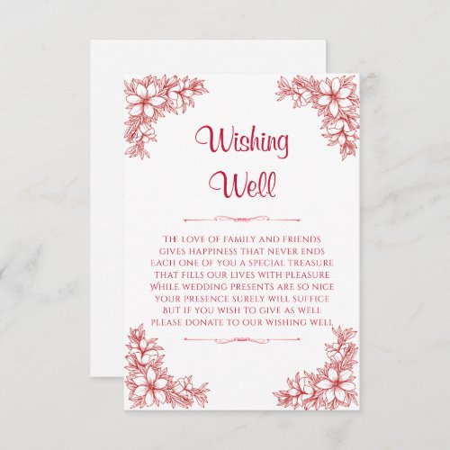 Red Ornate Wedding Wishing Well Enclosure Card