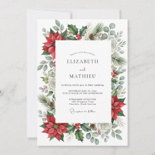 Red Ornate Winter Wedding Invitation