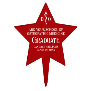 Red Osteopathic Medical Graduation Party Star Cake Topper