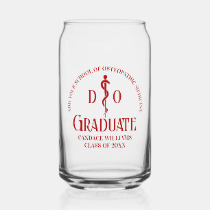 Red Osteopathic Medical School Graduation Can Glass