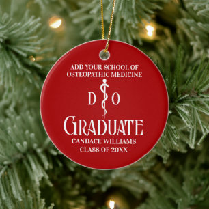 Red Osteopathic Medical School Graduation Ceramic Ornament