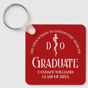 Red Osteopathic Medical School Graduation Custom Keychain