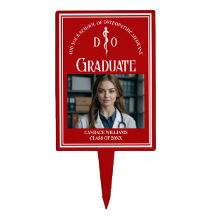Red Osteopathic Medical School Graduation Party Cake Topper