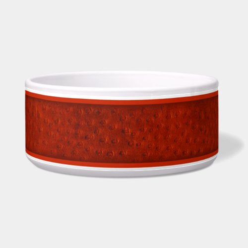 Red Ostrich Leather Print Ceramic Dog Bowl