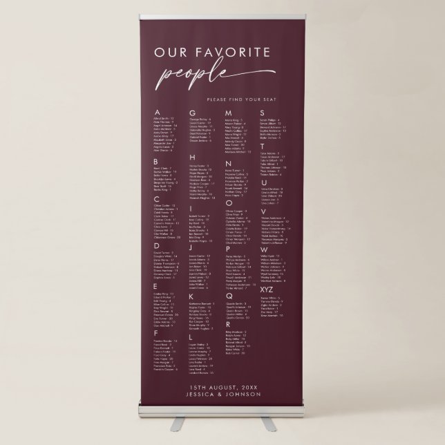 Red Our Favorite People Wedding Seating Chart  Retractable Banner (Front)