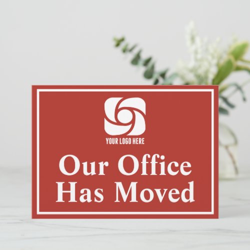 Red Our Office Has Moved Business Logo Announcement