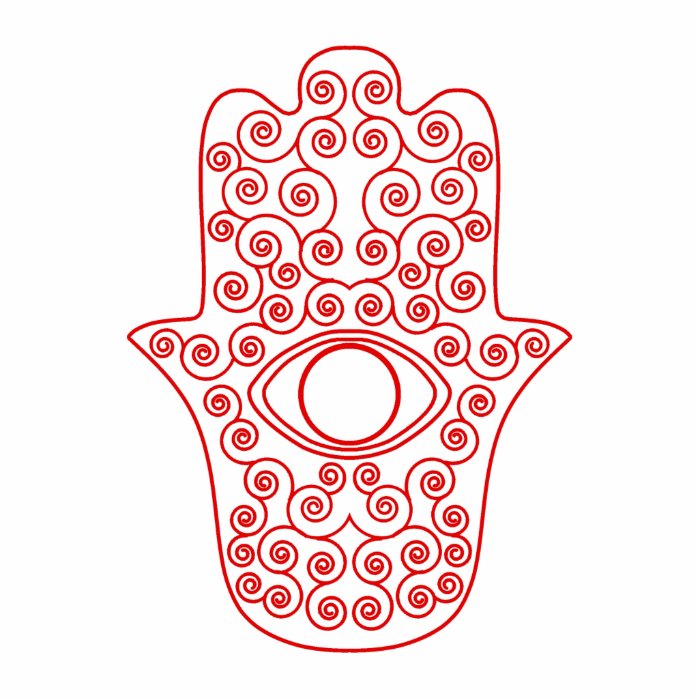 Red Outline Hamsa Hand of Miriam Hand of Fatima.pn Cut Outs