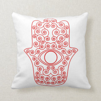 Red Outline Hamsa-Hand of Miriam-Hand of Fatima.pn Throw Pillow