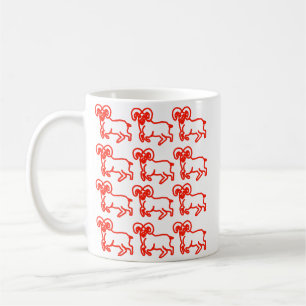Red Outline Ram Pattern Mug Aries Zodiac
