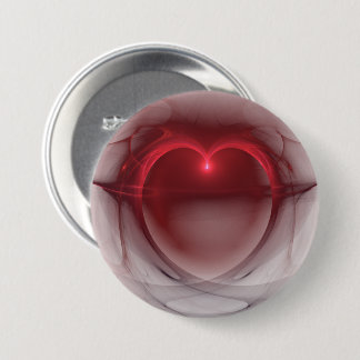 Red Outlined Heart | Silky Black and White Pinback Button
