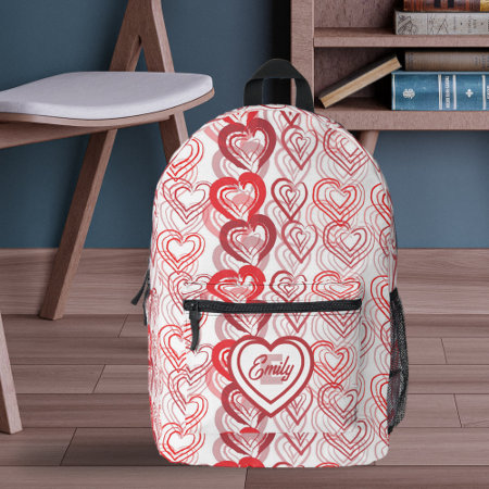Red Outlined Intertwined Hearts Name and Initial