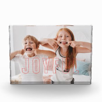 Red Outlined Joyful Photo Block by blush_printables at Zazzle