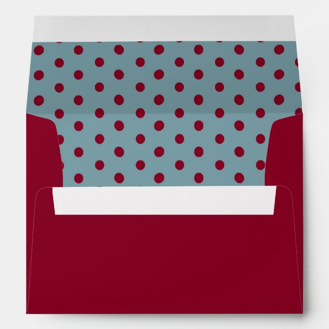 Red Outside Blue and Red Polka Dot Inside Envelope (Back (Bottom))