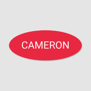Red Oval Shape Name Tag Badge Pin or Magnetic