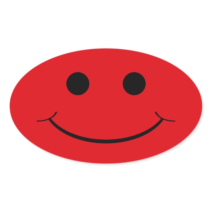 Red Oval Smiley Face Stickers