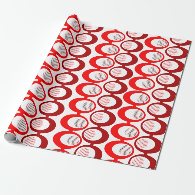 Red Oval Strings  Wrapping Paper (Unrolled)