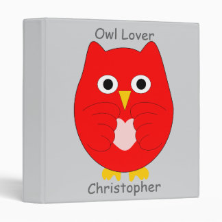 Red Owl Design Any Colour Background Personalised 3 Ring Binder