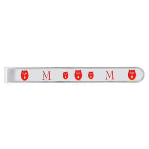 Red Owl Design Monogrammed Silver Finish Tie Bar