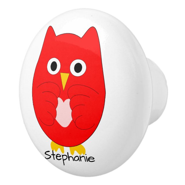Red Owl Design Personalised Ceramic Knob (Right)