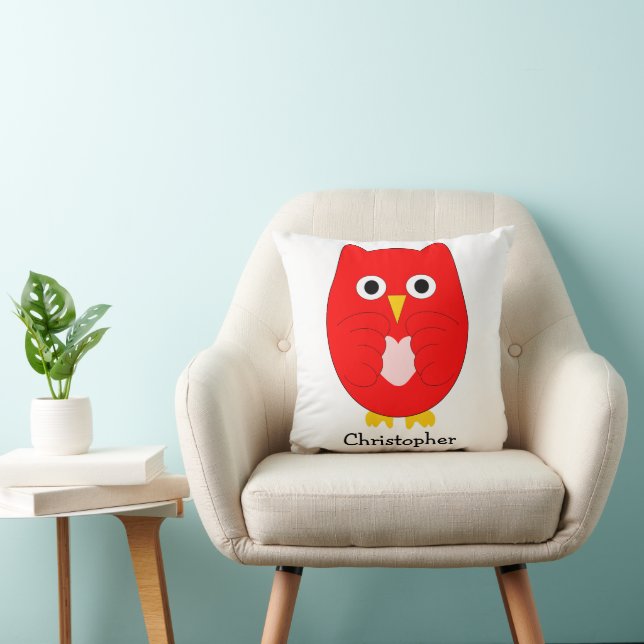 Red Owl Design Personalised Throw Pillow (Chair)