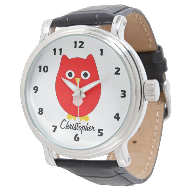 Red Owl Design Personalised Watch (Angled)