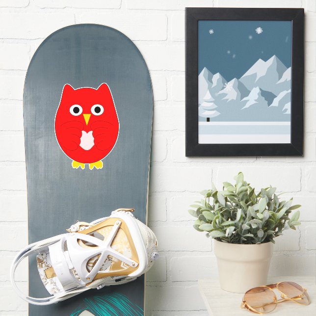 Red Owl Design Sticker (Snowboard)