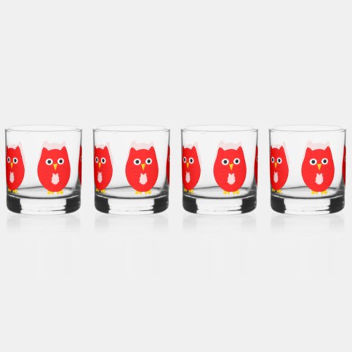 Red Owl Design Whiskey Glass